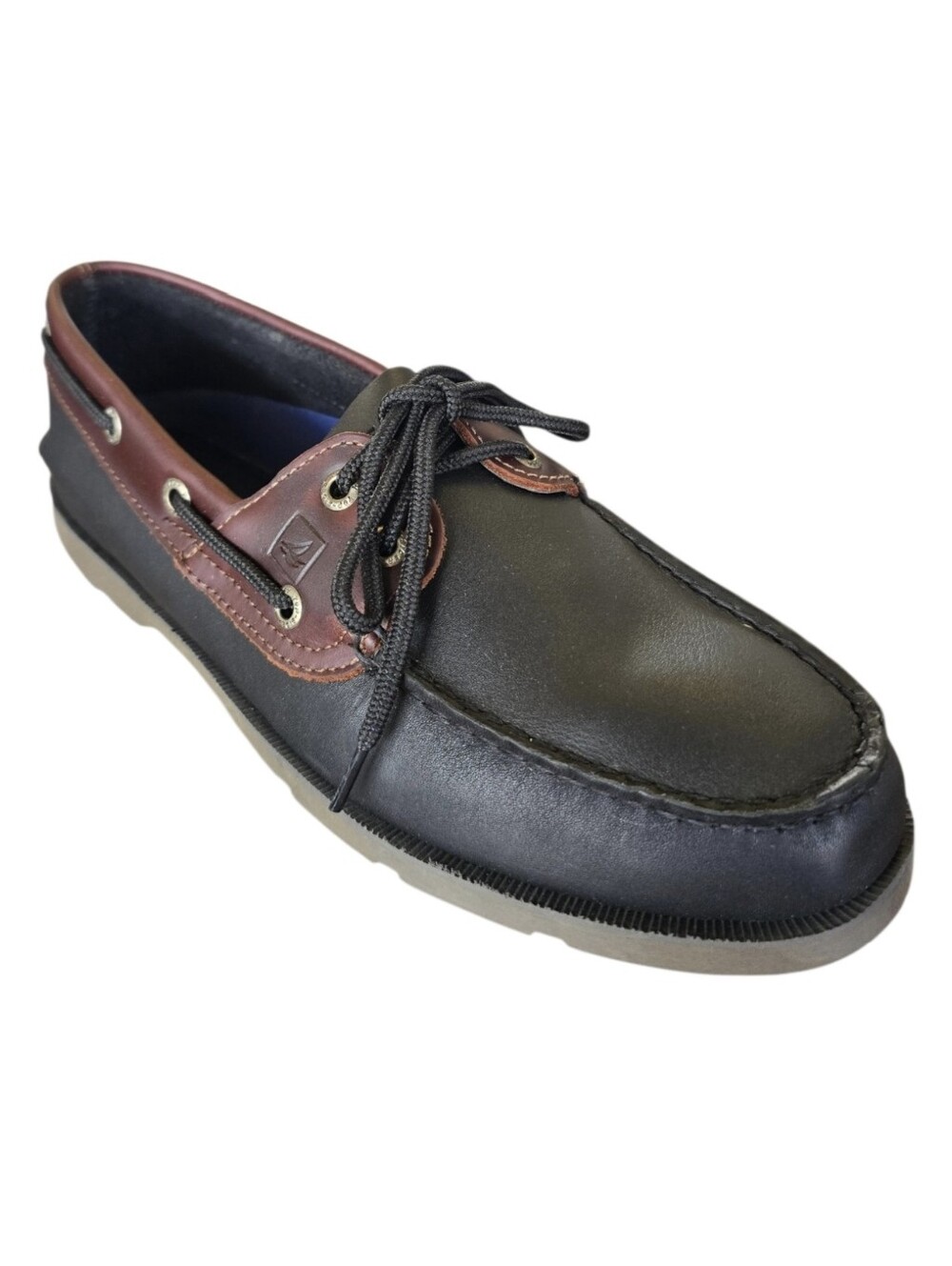Sperry Leeward Black Amaretto Leather Boat Shoes
